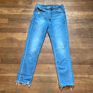 Soft, comfortable, straight-leg jeans.